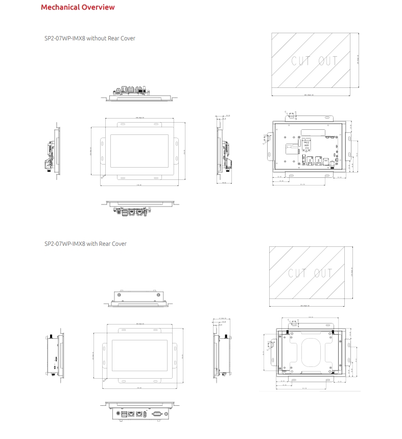 Open Frame Panel PC ADLINK SP2-IMX8 Series SP2-IMX8 Series SP2-07WP-IMX8
