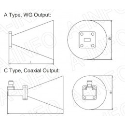 A-INFO 5.3GHz to 220GHz Conical Horn with Integrated Rectangular WG Transition - Linear Polarization