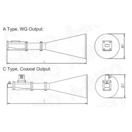 A-INFO 5.3GHz to 220GHz Conical Horn with Polarizer and Ortho-Mode Transducer (OMT) - Dual Circular Polarization